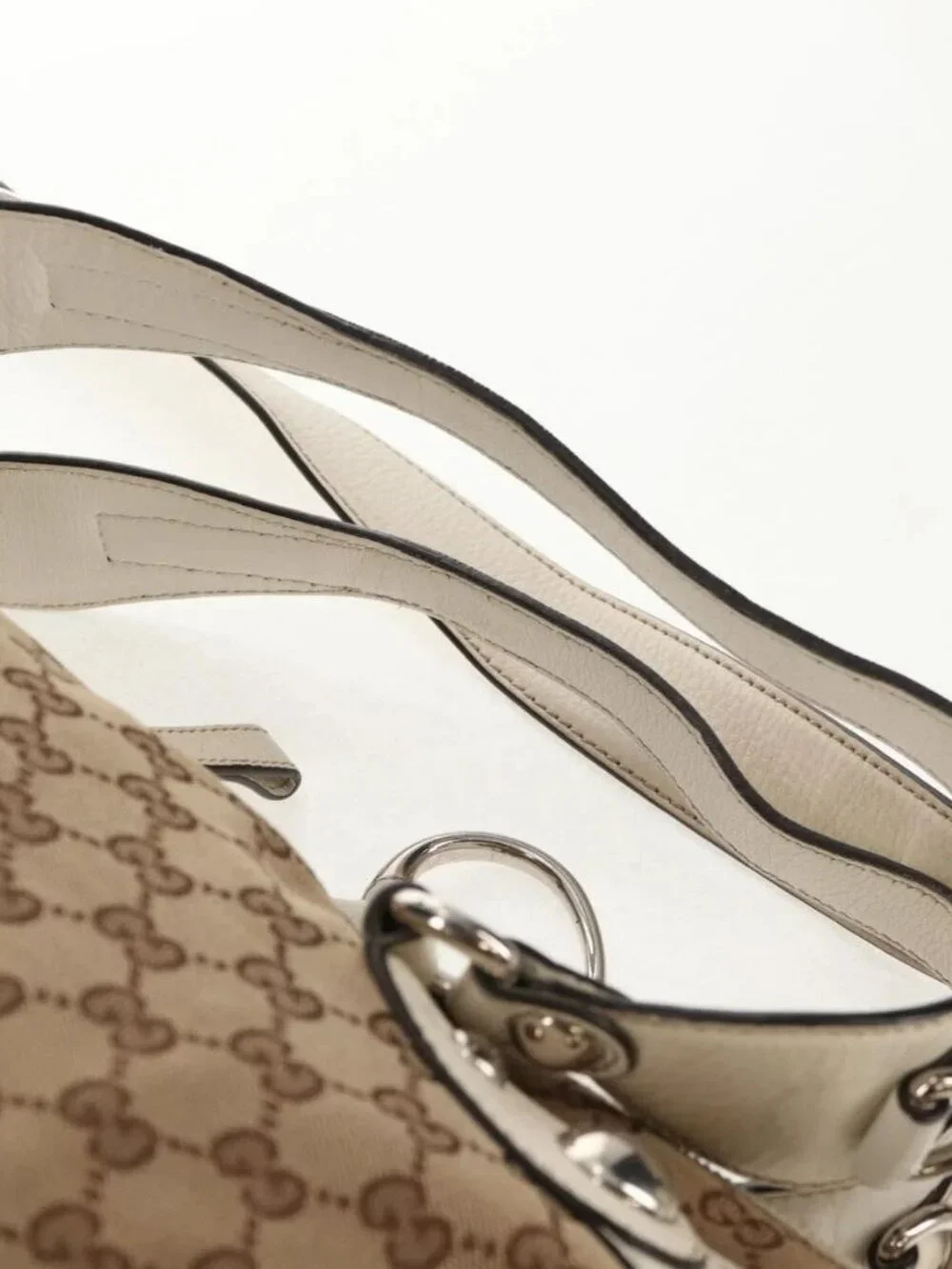 GUCCI GG Canvas Hand Bag 2way Beige White Auth ep10950